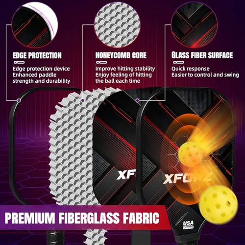 Image of Xfopz Pickleball Paddles Set, Glass Fiber USAPA Approved Pickle Ball Paddle Indoor Outdoor Rackets Pickleballs Racquet Gifts (X)