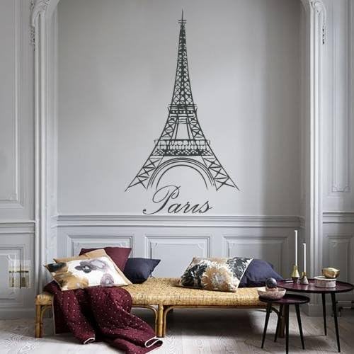 Housewares Vinyl Decal Eiffel Tower Paris Art Decor Home Wall Removable Stylish Sticker Mural Unique Design for Girl Boy Nursery Salon Shop Room 140