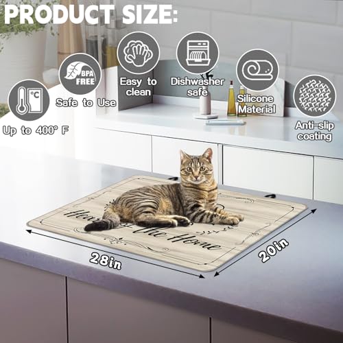 Image of Stove Top Cover for Electric Stove 28 inchx 20 inch, He Kitchen Is The Heart Of The Home Heat Resistant Glass Top Stove Cover Protector, Glass Cooktop Covers, Kitchen Electric Flat Stove Top Covers