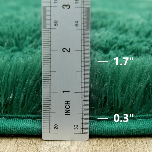 Fluffy Lightweight 2x3 Feet, Blackish Green Under Desk Rug, Upgrade Anti-Skid Rectangular Rug for Boys Room
