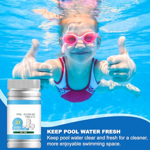 Pool Cleaning Tablet, Pool Reinigungstabletten 100pcs, Reinigungstabletten für Pool, Pool Cleaning Tablets, Sprudeltabletten zur für sauberes und hygienisches Poolwasser
