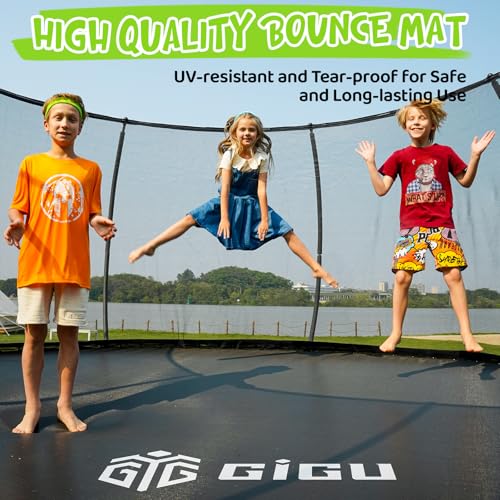 Image of Gigu 10FT 12FT 14FT 15FT 16FT Recreational Trampolines with Enclosure Net and Ladder and Anti-Rust Coating, ASTM Approved Trampoline Outdoor for Kids and Adults Outdoor Yard Trampolines