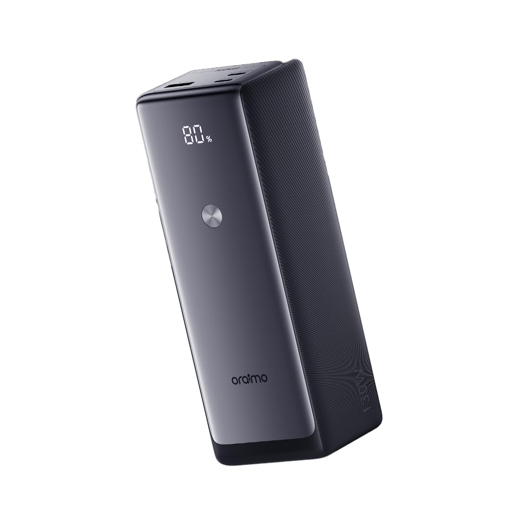oraimo PowerJet 130 - Batterie Externe Puissante 130W 27600mAh - Power Bank Haute Capacité Recharge Rapide avec 3 Ports USB-C PD 100W et Écran Numérique LED, Conforme pour Avion
