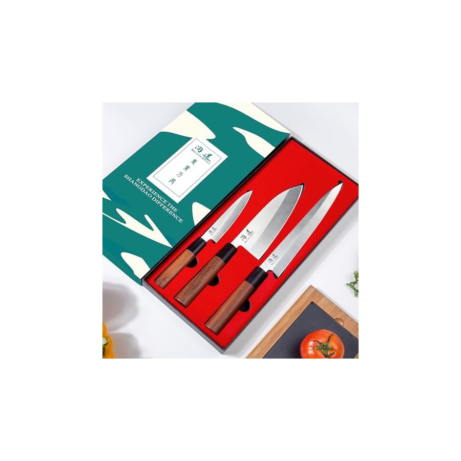 Japanese-Kitchen-Knife-Set-3-Piece-Sushi-Chef-Knife-10Yanagiba-7Deba-5Utility-Kitchen-Knife-Cooking-Knives-Premium-German-Stainless-Steel-Traditional-Wooden-Handle-Gift-Box SHANGDAO Japanese Kitchen Knife Set, 3 Piece Sushi Chef Knife, 10”Yanagiba-7”Deba-5”Utility Kitchen Knife Cooking Knives, Premium German Stainless Steel & Traditional Wooden Handle, Gift Box