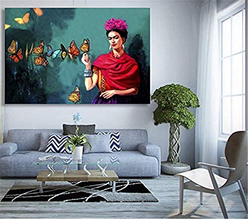 Canvasdruk En Poster, Frida Kahlo En Butterfly Print Op Canvas Wall Art Foto Woondecoratie Canvas Schilderij Voor… - Afbeelding 3