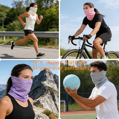 Image of 6 Pieces Summer Face Cover Scarf Mens Neck Gaiter For Men Women UV Protection Face Breathable Sun Protection Cycling Running