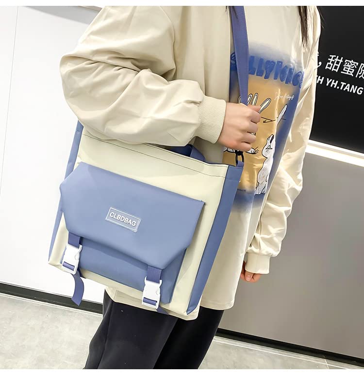 Sac à dos Kawaii 5 pièces - Sac à dos mignon avec pendentifs Kawaii et épingles - Accessoires pour adolescentes et filles - Sac à dos esthétique mignon, bleu