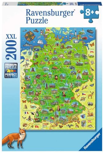 Ravensburger Kinderpuzzle - Bunte Deutschlandkarte - 200 Teile Puzzle für...