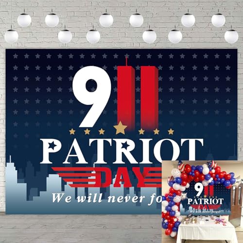 911 Patriot Day Backdrop 6x4FT We Will Never Forget Banner Background 911 Patriot Day Decorations Supplies Photo Props