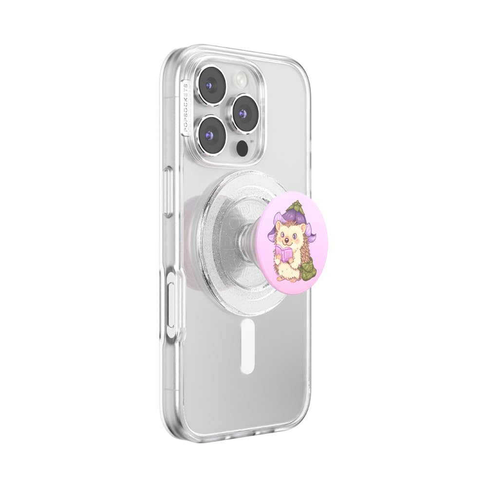 PopSockets Phone Grip for MagSafe with Kickstand, Magnetic Stand, Swappable Top, Secure Hold for iPhone MagSafe Cases, Phone & Tablet Grip - Hedgie P. Bloom