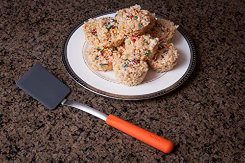 Image of Mobi Flexible Silicone /Stainless Steel Dessert Turner /Spatula | Slim flexible silicone head lifts brownies, cakes, and delicate desserts; 18 /10 stainless steel shank with TPR grip handle.