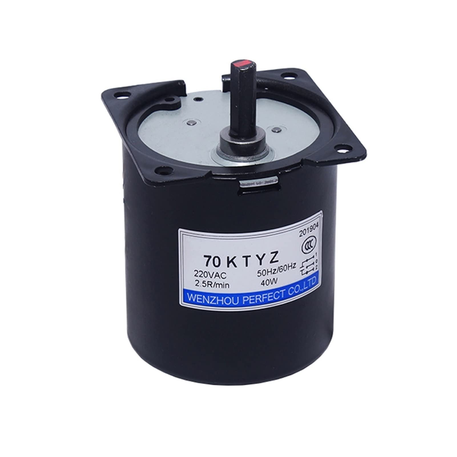 FCARUMIQP DC Motor Low Speed Geared 70KTYZ Permanent Magnet Synchronous Adjustable Direction High Torque Noise 220V AC 40W(15rpm)