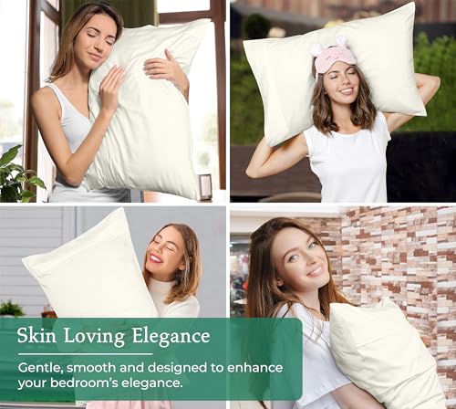 Image of Royale Linens Standard Pillowcase Set of 2 - Bed Pillow Cover - 20 inchx26 inch - 1800 Brushed Microfiber, Wrinkle & Fade Resistant - Soft & Cozy- Standard Size Pillow Case (STD,Ivory)