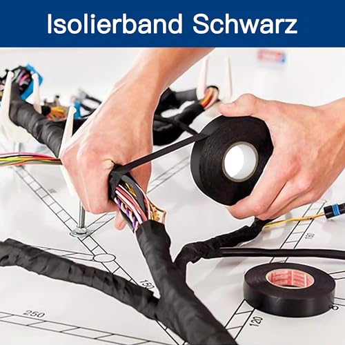 Taiyeestar 6 Rollen Isolierband à 20 m, Isolierband Schwarz Wasserdicht, Electrical Tape zum Schutz, Bündeln und Reparieren von Kabeln, 15mm x 20 m