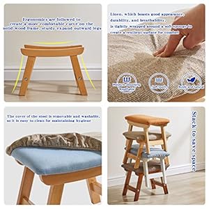   Foot-Rest-Ottoman-158x10x114-inch-Small-Foot-Stool-Ottoman-Wooden-Step-Stool-with-Soft-Cushion-for-Living-Room-Bedroom-and-Kitchen-Khaki-CoverNatural-Wood-Legs-YD-1358