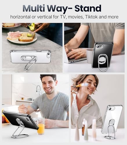 Image of SHIELDS UP for iPhone 17e Case with Stand, SE 4 Phone Case Clear with Double Ring Holder [Adjustable & Foldable] Shockproof Protective Cover for iPhone 16e 6.1 inch - Clear