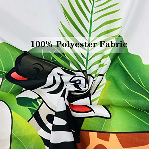 Yuanzu ABCDE31 Animal Curtains Rod Pocket Kids Boys Girls Forest Giraffe Lion Elephant Monkey Zebra Rhinoceros Jungle Zoo Print Pattern Window Drapes For Nursery Baby Bedroom Playroom W42 X L63 Inch 2 Panels thumb #6