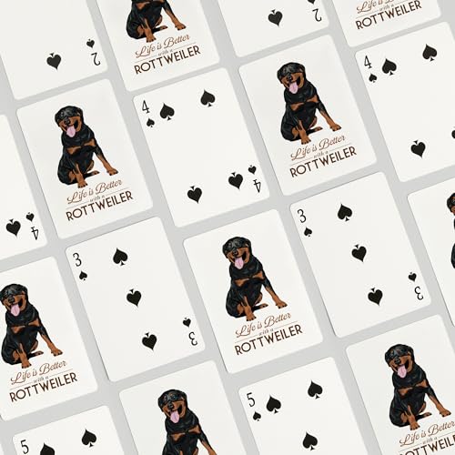 52 Naipes de Poker Rottweiler Life is Better Fondo Blanco miniatura 4