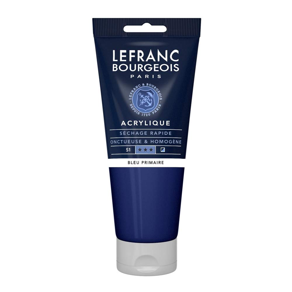Lefranc Bourgeois 300413 Fine Acrylic Paint - Primary Blue, 200 ml Tube, Creamy Water-Based Acrylic Paint, Quick Drying, Lightfast, Waterproof