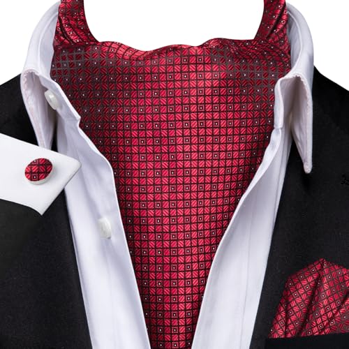 Image of Dubulle Paisley Floral Ascot for Men Self Tie Mens Cravat and Pocket Square Cufflinks Wedding