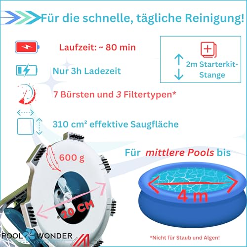 Poolwonder Marvelix Akku Poolsauger | Poolreiniger Made in Austria