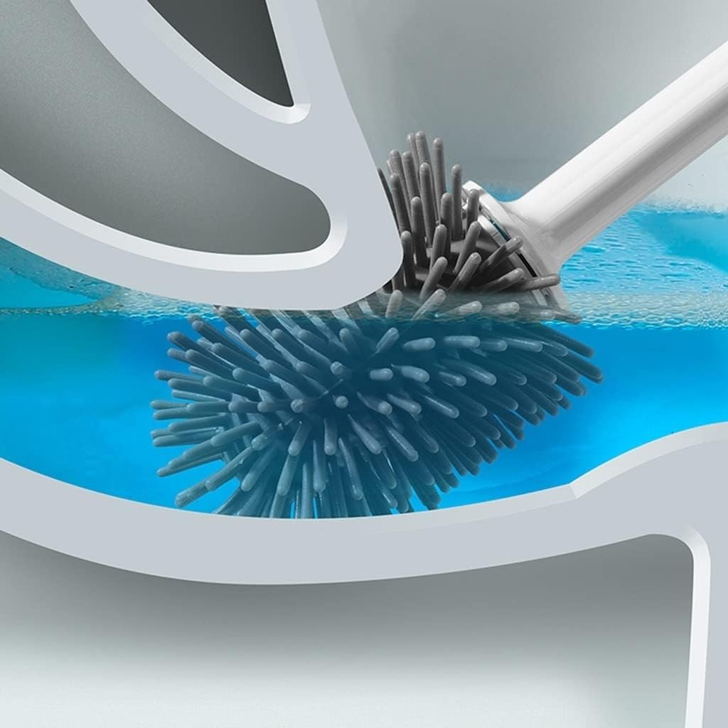 Toilet Brush Holder Toilet Brush Holder Household Bathroom Silicone Toilet Bowl Brush Wall-Mounted Toilet Cleaning Brush 360° No Dead Angle Brush Set Toilet Brush Holders