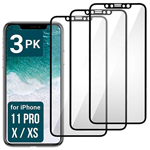 Aduro Screen Protector for Apple iPhone 11 Pro/iPhone X/XS, Shatterguardz Tempered Glass Shatter Proof Film, 3 Pack