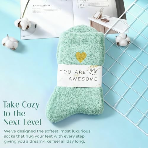 Image of American Trends Coral Fleece Cloud Fuzzy Socks Ultra-Soft Warm Sleep Socks Cozy Unisex Self-Care Gifts Boo Basket Stuffers