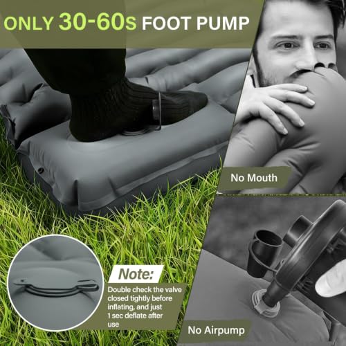 Image of FUN PAC Ultralight Inflatable Ca Camping Sleeping Pad, Ultralight Camping Mat with Pillow Built-in Foot Pump Inflatable Sleeping Pads Compact for Camping Backpacking Hiking Traveling - Gray