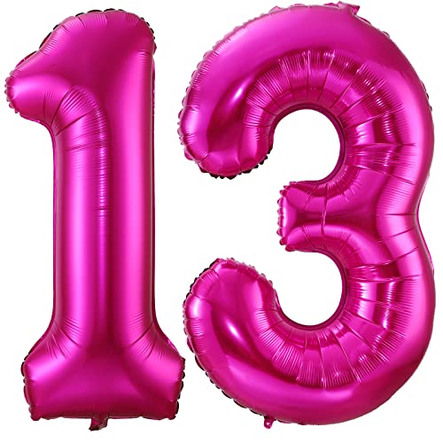 101,6 cm großer Ballon Nummer 13, Heliumfolie, Mylar, riesiger Ballon mit Zahl 13, für Frauen, Geburtstag, Party, Hochzeit, Jahrestag, Dekoration