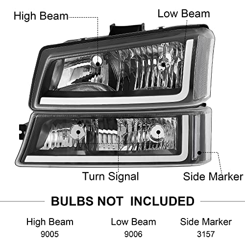 Jenuo No-Fogging Headlight Assembly W/Led Drl Sequential Turn Light Fit For 03 04 05 06 Chevy Silverado Avalanche 1500 2500 3500/07 Classic, Not Fit For Factory Cladding Body #TOP4