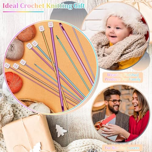 Image of HASTHIP 11PCS Long Crochet Hook Set, 2.0-8mm Aluminum Knitting Needles Set Crochet Hooks, Beginners Metal Multicolour Knitting Tools Set Knitting & Crochet Supplies for Beginners