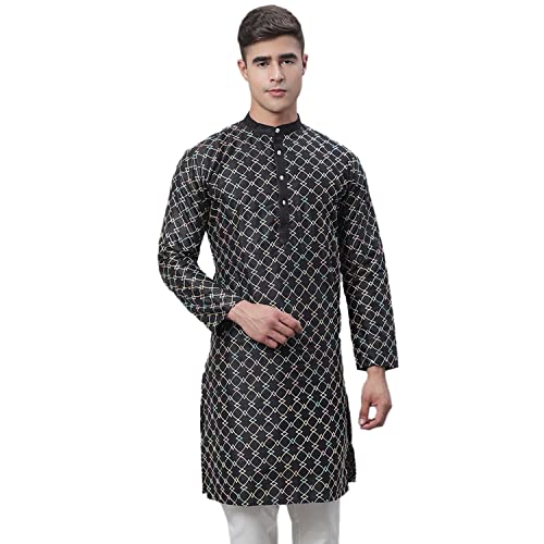 Image of SOJANYA Men's Silk Blend Geometric Regular Kurta
