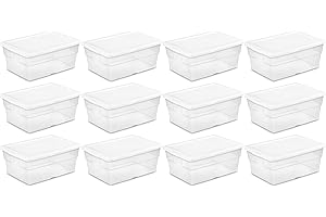 Sterilite 16 Qt Clear Storage Box with White Lid (12)