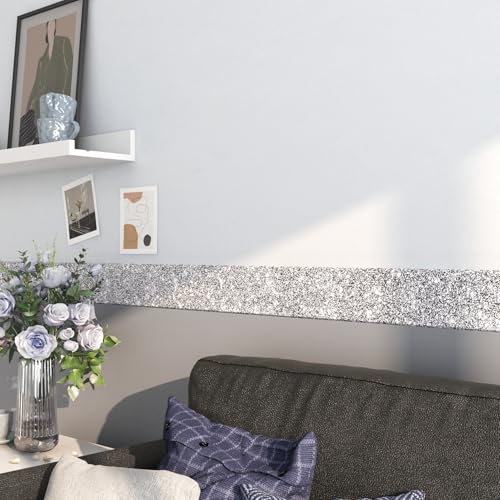 Frise de papier peint paillettes argent FunStick pour salon moderne