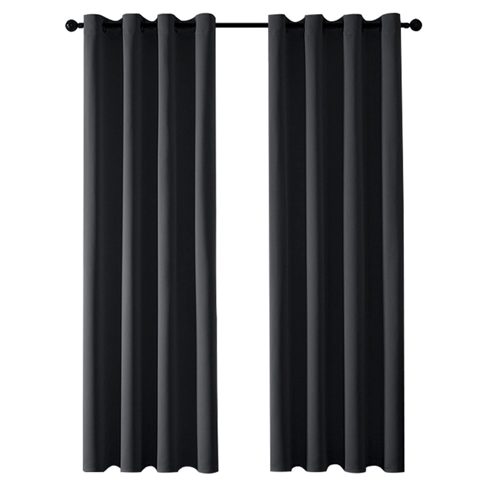 MRTREESOpaque Curtains Thermal Curtain with Eyelets Blackout Curtain Eyelet Curtain Short Modern 240 x 140 cm (H x W) Black Set of 2 for Hotels Offices Living Room Bedroom Children's Room