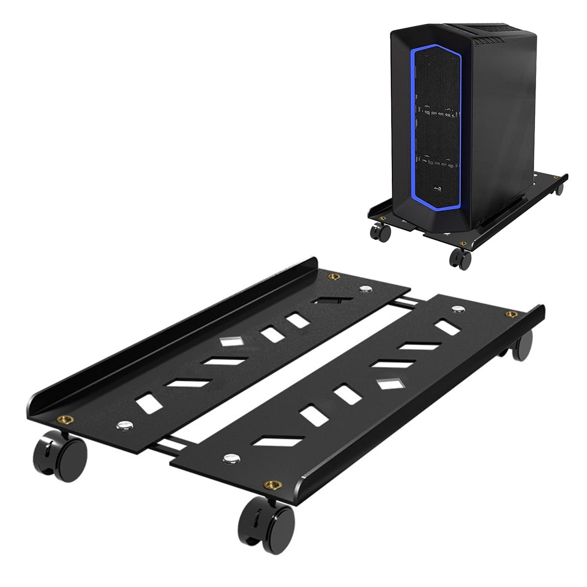 Adjustable Mobile CPU Stand,Ventilated Mobile Computer Tower Stand with 4 Rolling Caster Wheels,Retractable Desktop PC Tower Under Desk CPU Holder PC Floor Cart Riser for Gamers Students-image-37