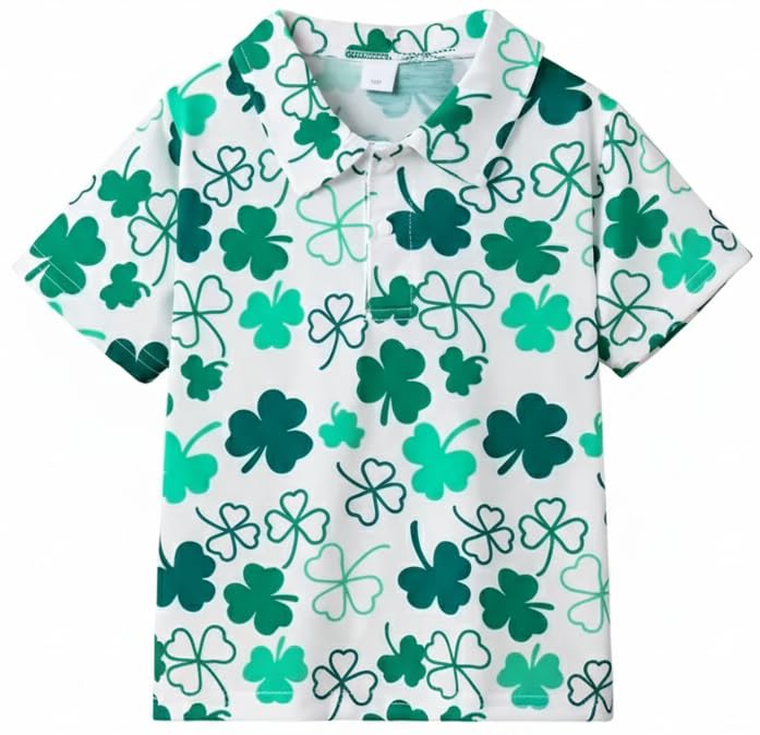 Image of Kids Easter Pattern Multi-Colored Printed Short Sleeve Button-Up Polo Shirt for Boy