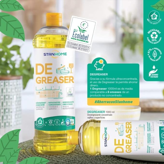 STANHOME Desengrasante degreaser, Uso doméstico e Industrial - Quitagrasa total, Multisuperficie, vajilla, cristalería, cocina (Original, 4 Litros)