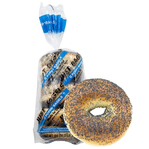 Just Bagels Poppy Bagels - 2 Packs Of 6 Bagels Per Pack - 12 Total Non-GMO