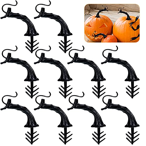 12 Pieces Halloween Pumpkin Stems Plastic Pumpkin Head DIY Halloween Pumpkin Supplies Artificial Pumpkin Head Crafts for Halloween Thanksgiving Harvest Fall Theme Party Home Pumpkin Supplies
