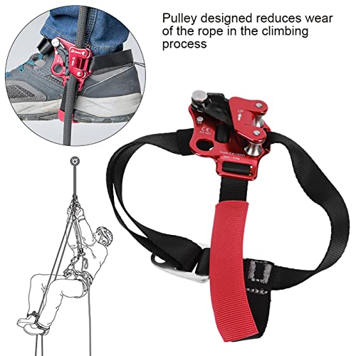 Qqmora Foot Riser, Mountaineering Foot Riser Advanced Technology with Reverse Buckle Adjustment Button for Climber for Climb (Right Foot Ascender/red),Other Extreme Sports Supplies