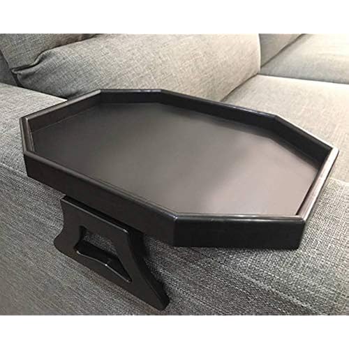 Sofa Arm Clip Table, Armrest Tray Table, Drinks/Remote Control/Snacks Holder (Plastic, Black) …