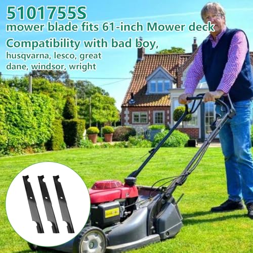 5101755S Lawn Mower Blades Replacement for Bobcat Mower Deck Blades - 61'' - Predator Pro, Procat, XRZ 5020842 5101755 20842S 5020842S 596-347 481712 A48111 481708 91-626 Length 21"- 3 Pac by Earthtec - Image 5