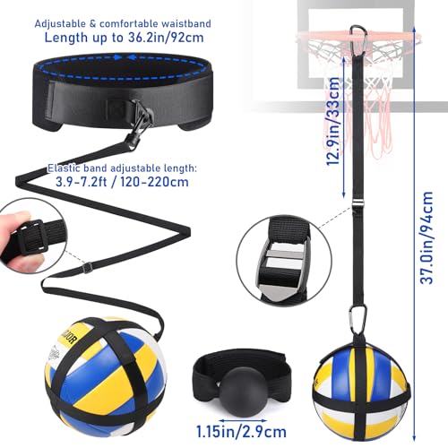Image of TOBWOLF Volleyball Spike Trainer, 2-in-1 Solo Practice Volleyball Serve Kit | Adjustable Waist Belt & Hand Strap, Secure Ball Pouch for Serving, Setting & Spiking Drills, Improves Form & Rhythm