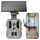 Misstech 4K UHD Solar Trail Camera for Game & Wildlife Monitoring - 0.1s Fast Activation to Record Animals, 64MP/4K Clear Night Vision, No Monthly Fee, App Control, IP66 Waterproof, 32GB SD Card