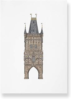 Prague Powder Tower, Powder Gate | Art Prints from my detailed illustration | Perfect Prague art gift.