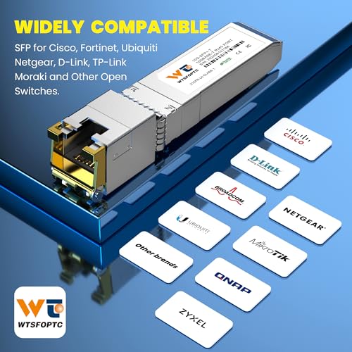 Image of 80-Meter 10GBase-T SFP+ to RJ45 Transceiver, CAT.6a Copper Module | 10G SFP+ to Ethernet Transceiver Auto-Negotiation for RJ45 Port, Compatible with Cisco SFP-10G-T-X, Netgear and More