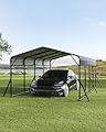 12x20 FT Heavy Duty Metal Carport Kit, Reinforced Frame with Anchors, for Trucks, Boats, RV, Tractor, 100MPH Wind & 35PSF Snow Rating, Easy Assembly
