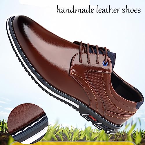 Men's Leather Dress Flat Oxford Shoes Slip On Lace Up Causal Shoes Fashion Walking Shoes Business Office Party Comfort Loafers4